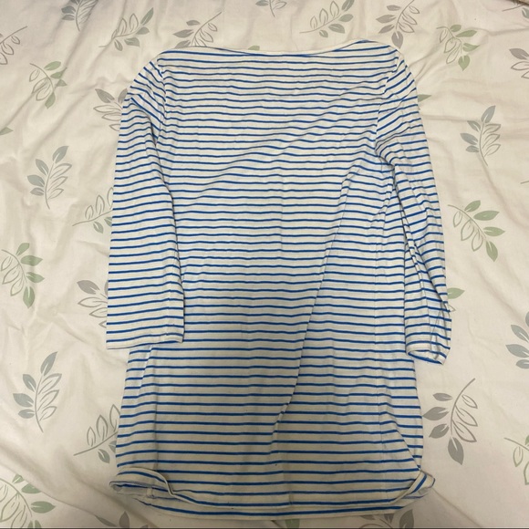 Babaton Blue & White Striped Half Sleeve Top - Size Medium - Picture 10 of 10